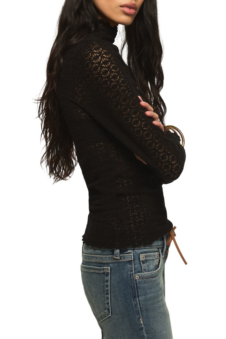 Mock Neck Long Sleeve Lace Top, Alternate, color, JET BLACK