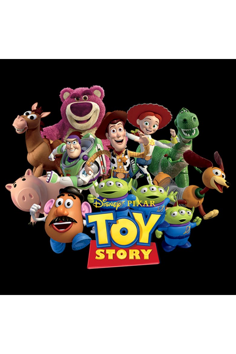 Men's Toy Story Character Logo Scene  Graphic T-Shirt, Alternate, color, Black