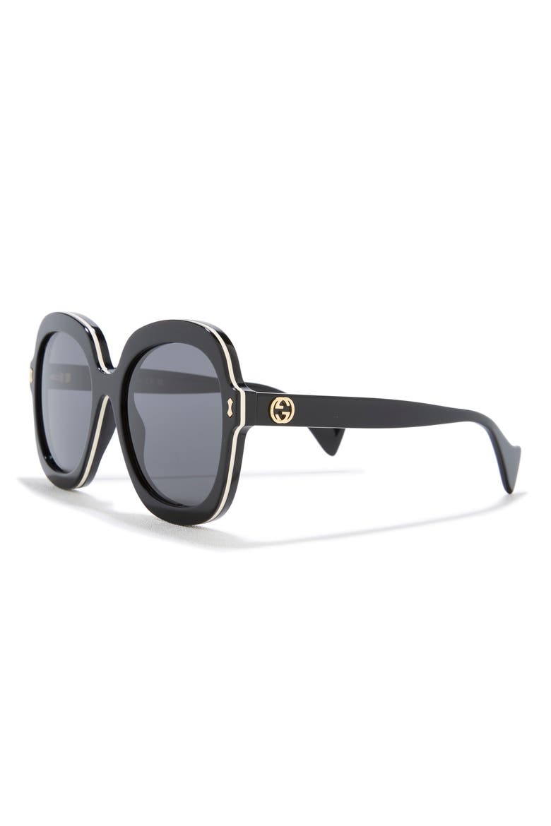 57mm Round Sunglasses, Alternate, color, BLACK BLACK GREY