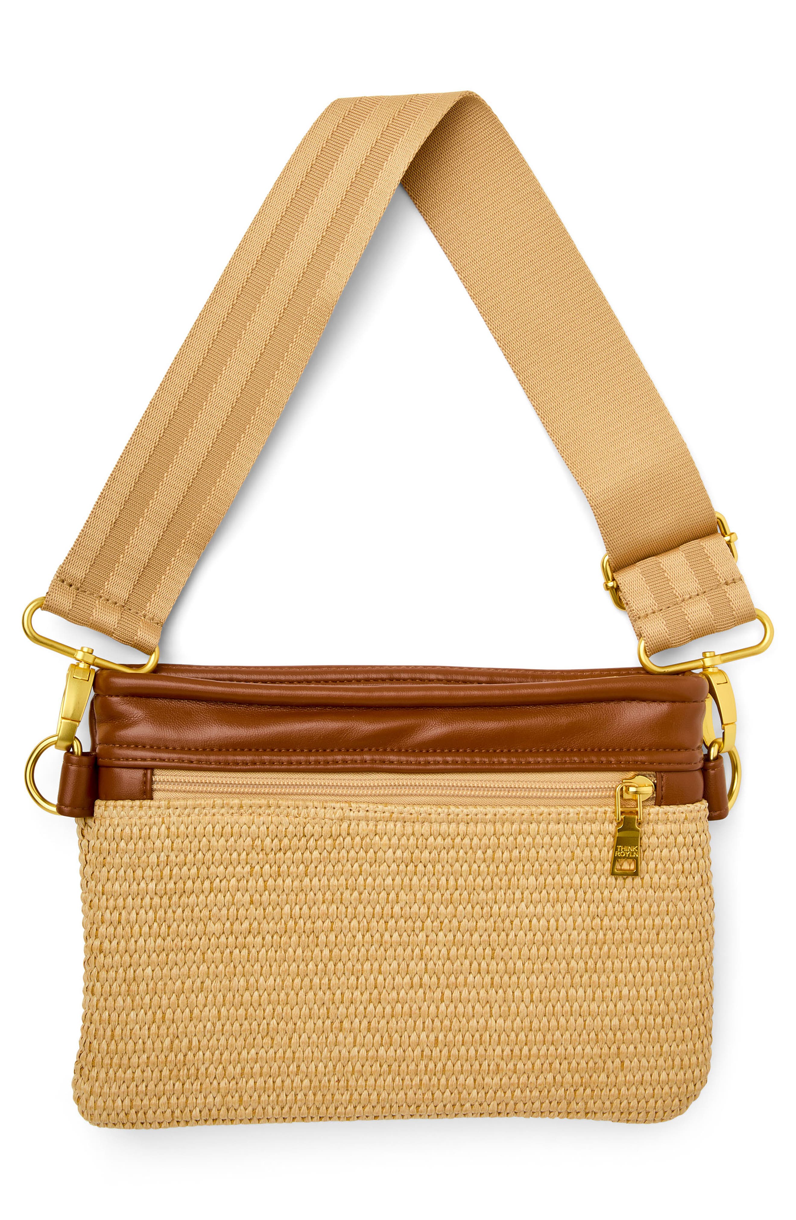 THINK ROYLN Yacht 2.0 Bum Bag, Alternate, color, Dune Raffia And Saddle