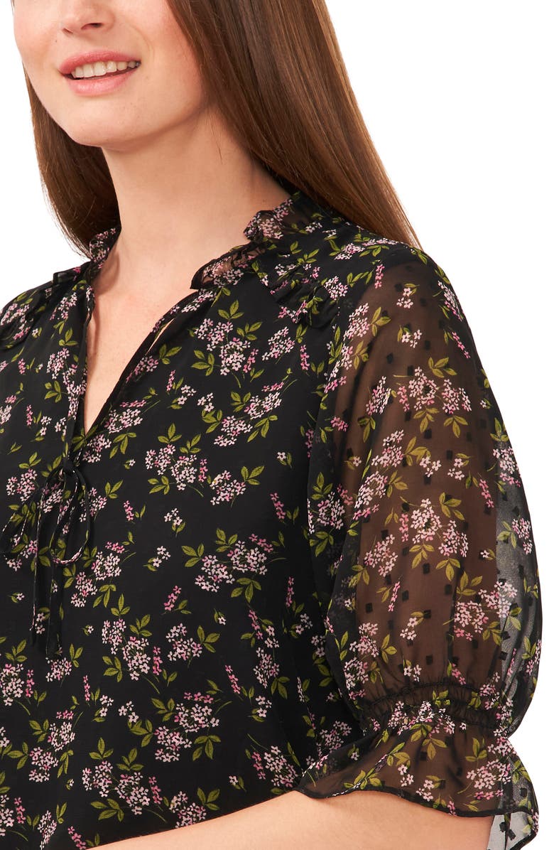 CeCe Print Clip Dot Blouse, Alternate, color, 