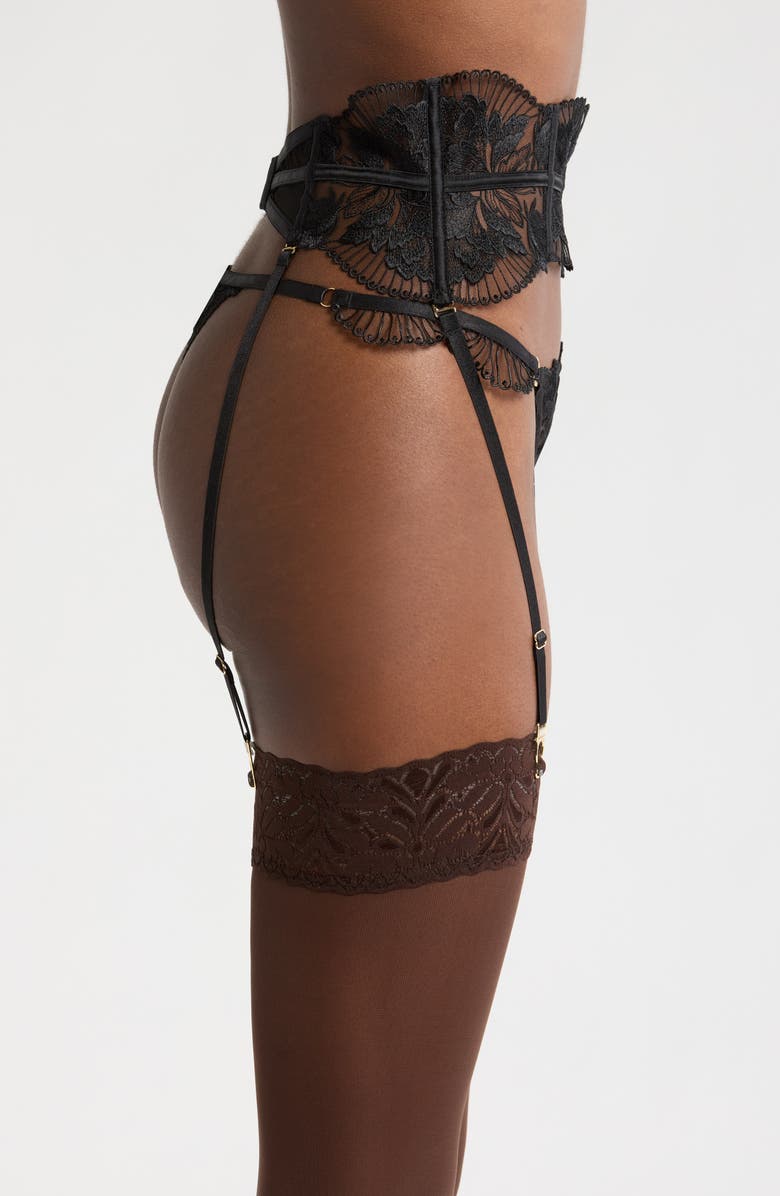 Bluebella Gabriella Waspie Suspender Belt with Detachable Suspenders, Alternate, color, Black