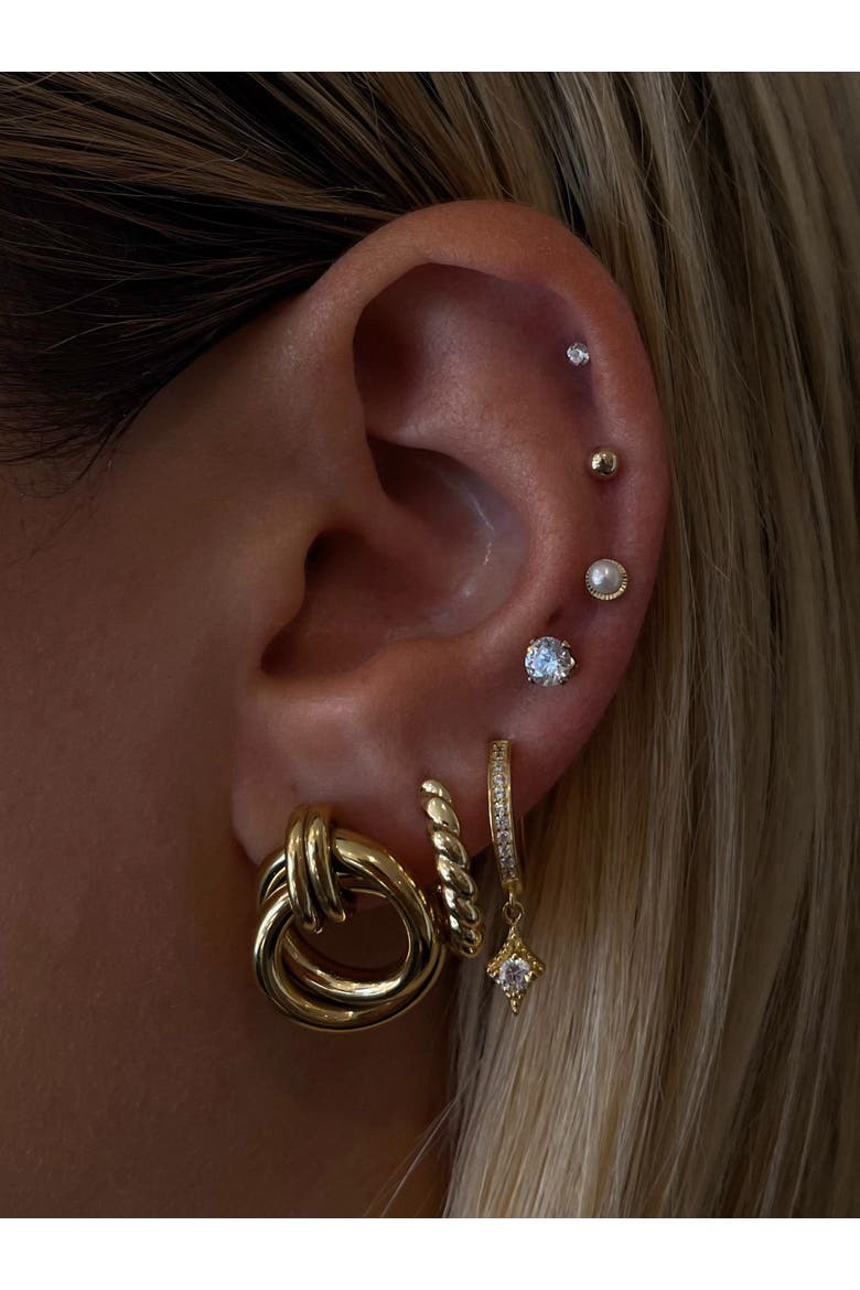 Mini Lucia Earrings, Alternate, color, Gold