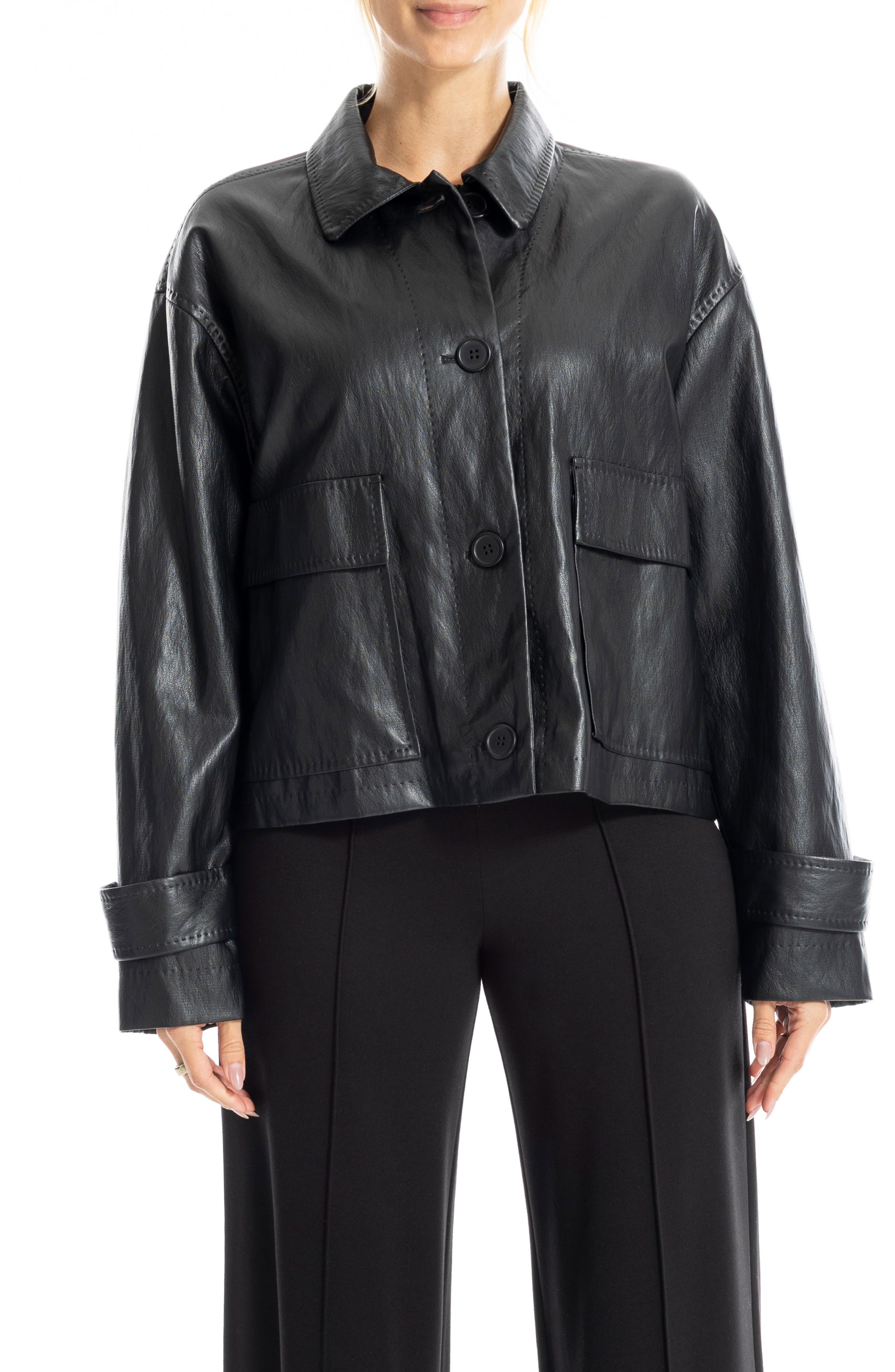 Faux Leather Crop Jacket