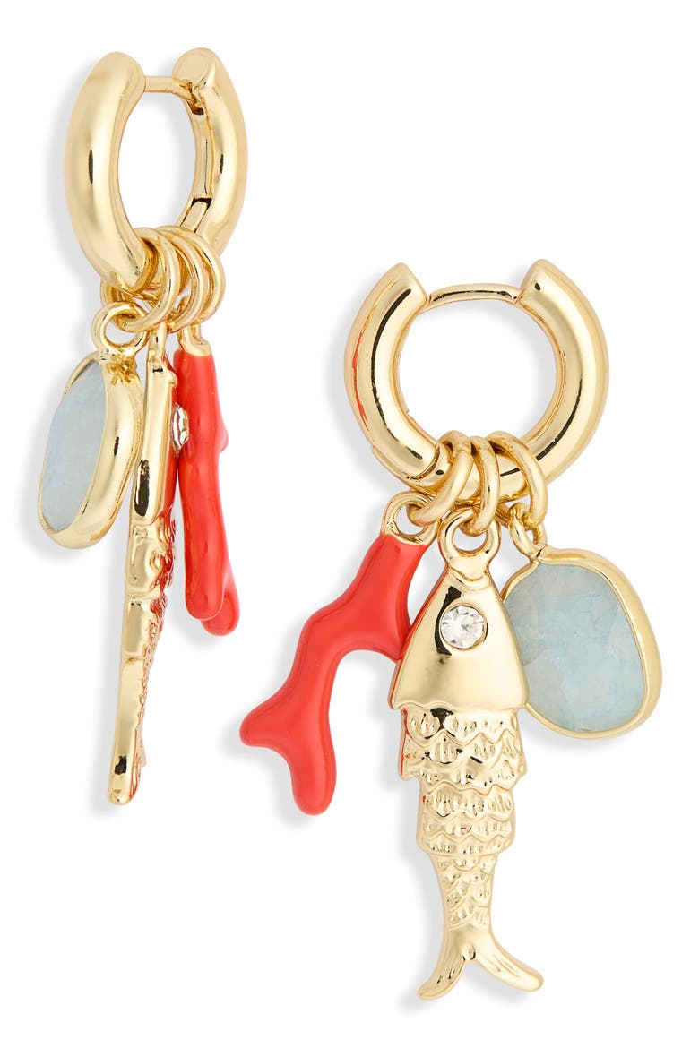 Seabreeze & Daydreams Fish Drop Earrings, Alternate, color, RED MULTI- GOLD