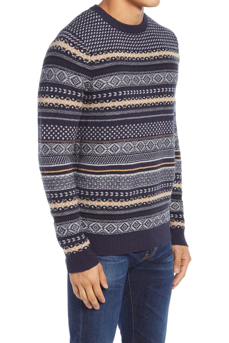 Fair Isle Crewneck Sweater, Alternate, color, NAVY JACQUARD