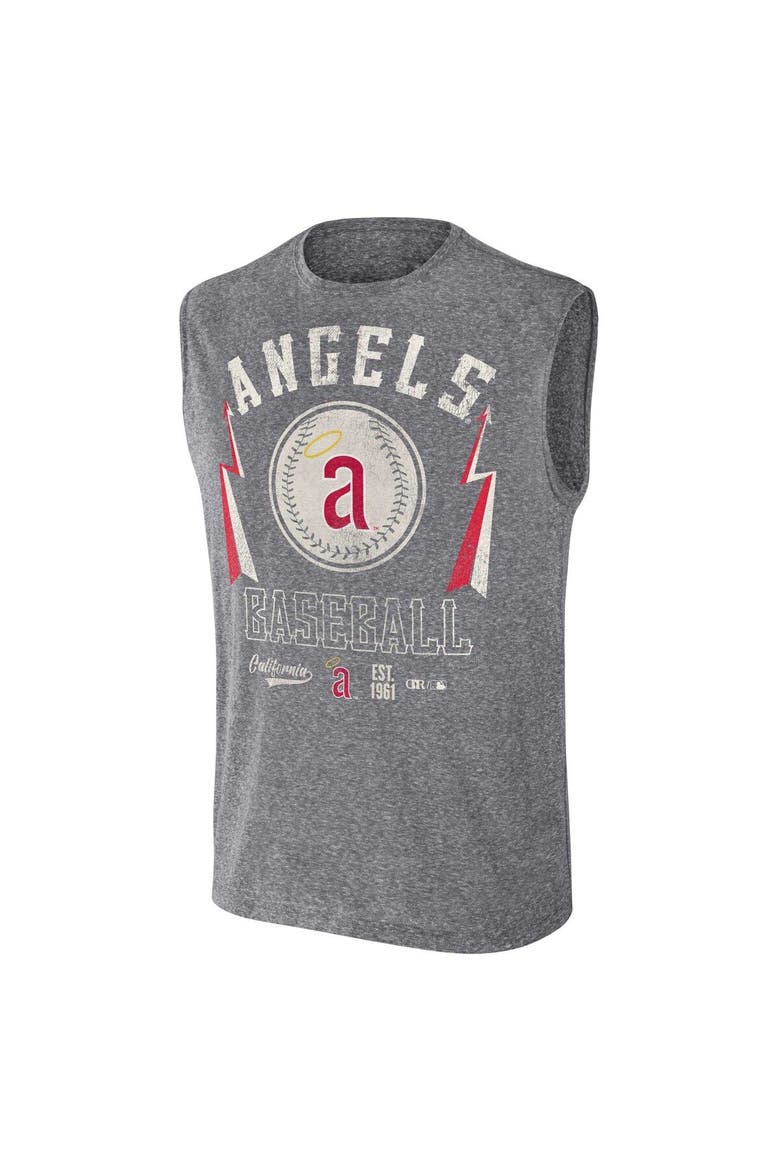 Men's Darius Rucker Collection by Fanatics Charcoal Los Angeles Angels Relaxed-Fit Muscle Tank Top, Alternate, color, Charcoal