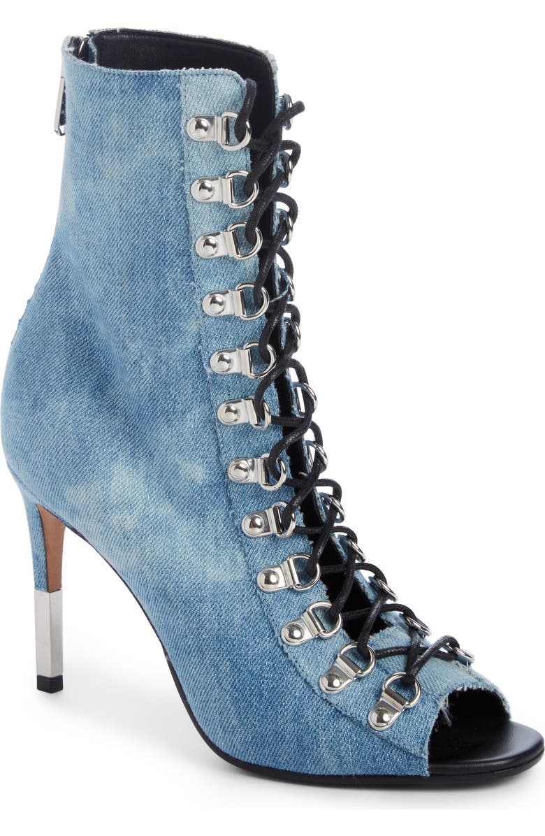 Balmain Club Peep Toe Bootie, Main, color,