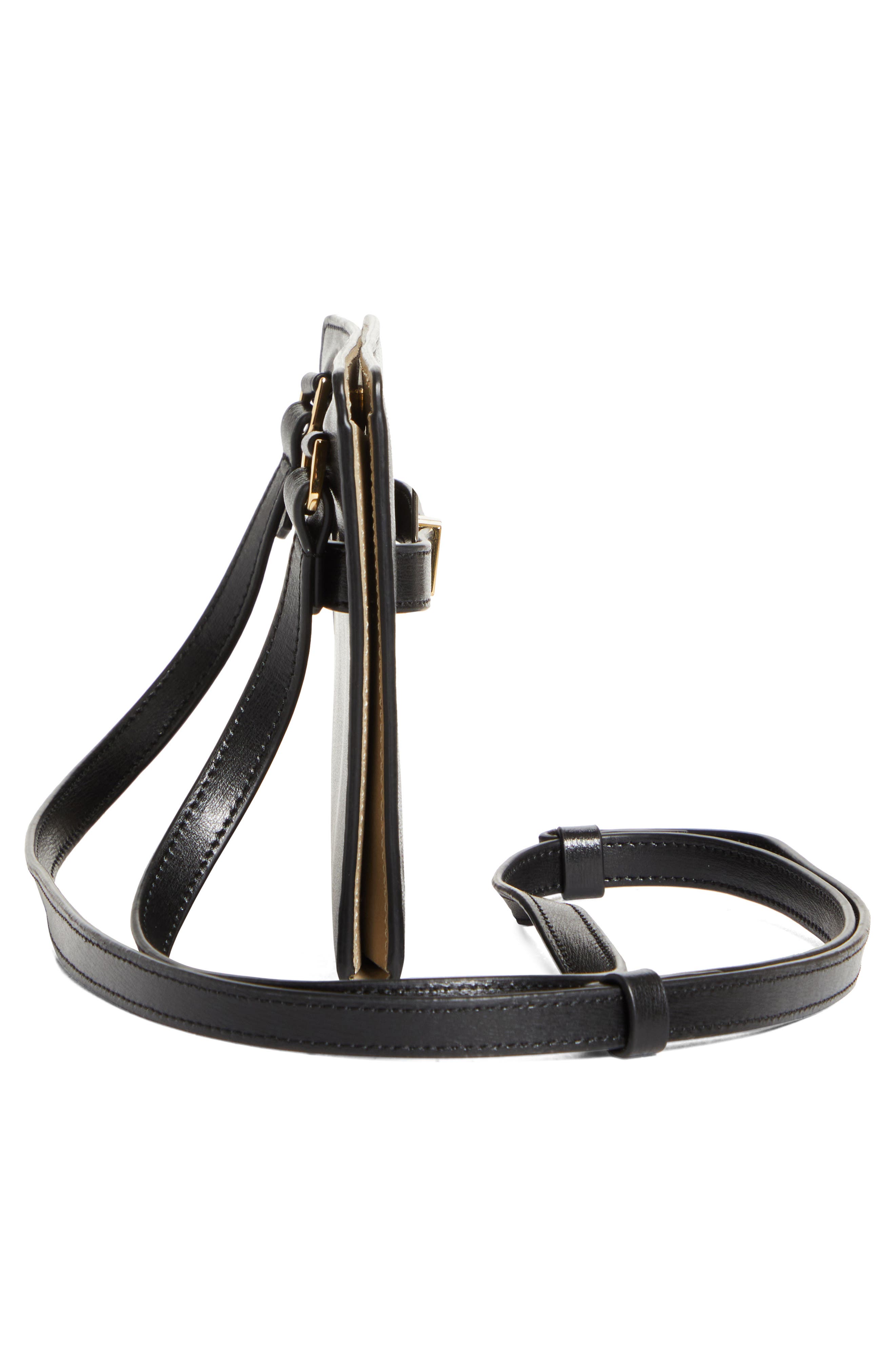 TOTEME Belted Leather Crossbody Bag, Alternate, color, Black