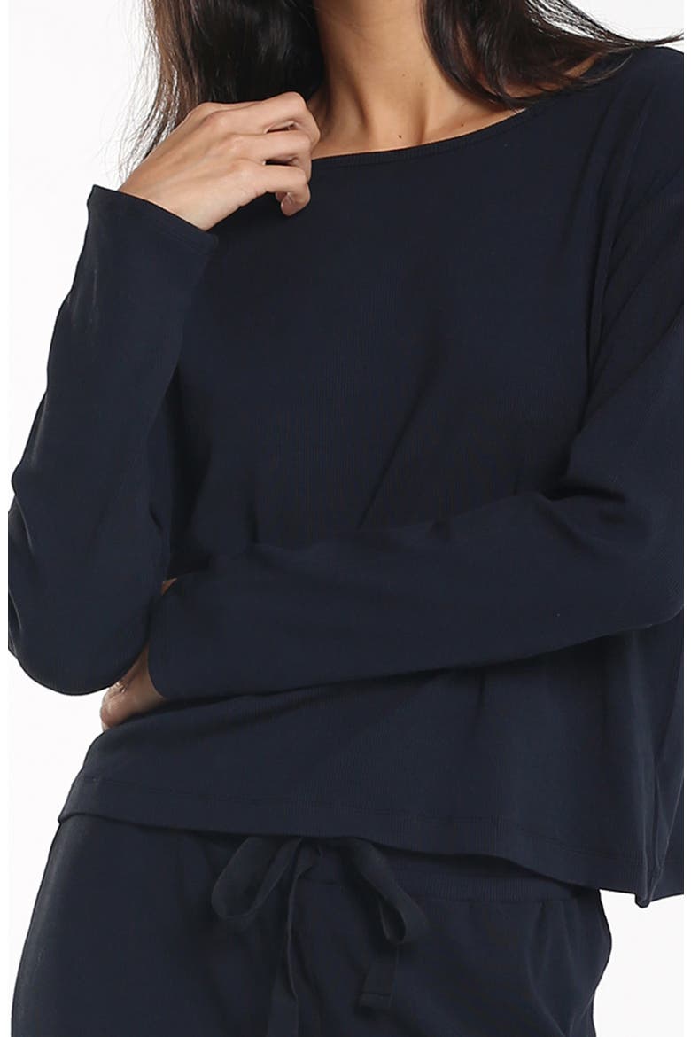 Luxe Rib Pajamas, Alternate, color, BLACK