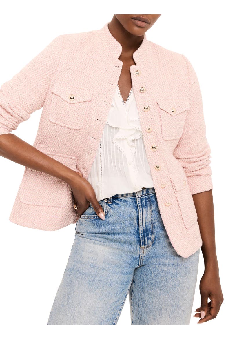 Cotton Blend Boucle Jacket, Alternate, color, Light Pink