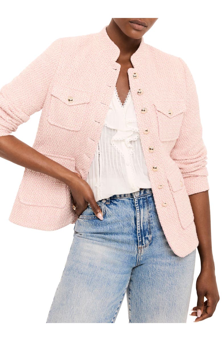 MINT VELVET Cotton Blend Boucle Jacket, Alternate, color, Light Pink