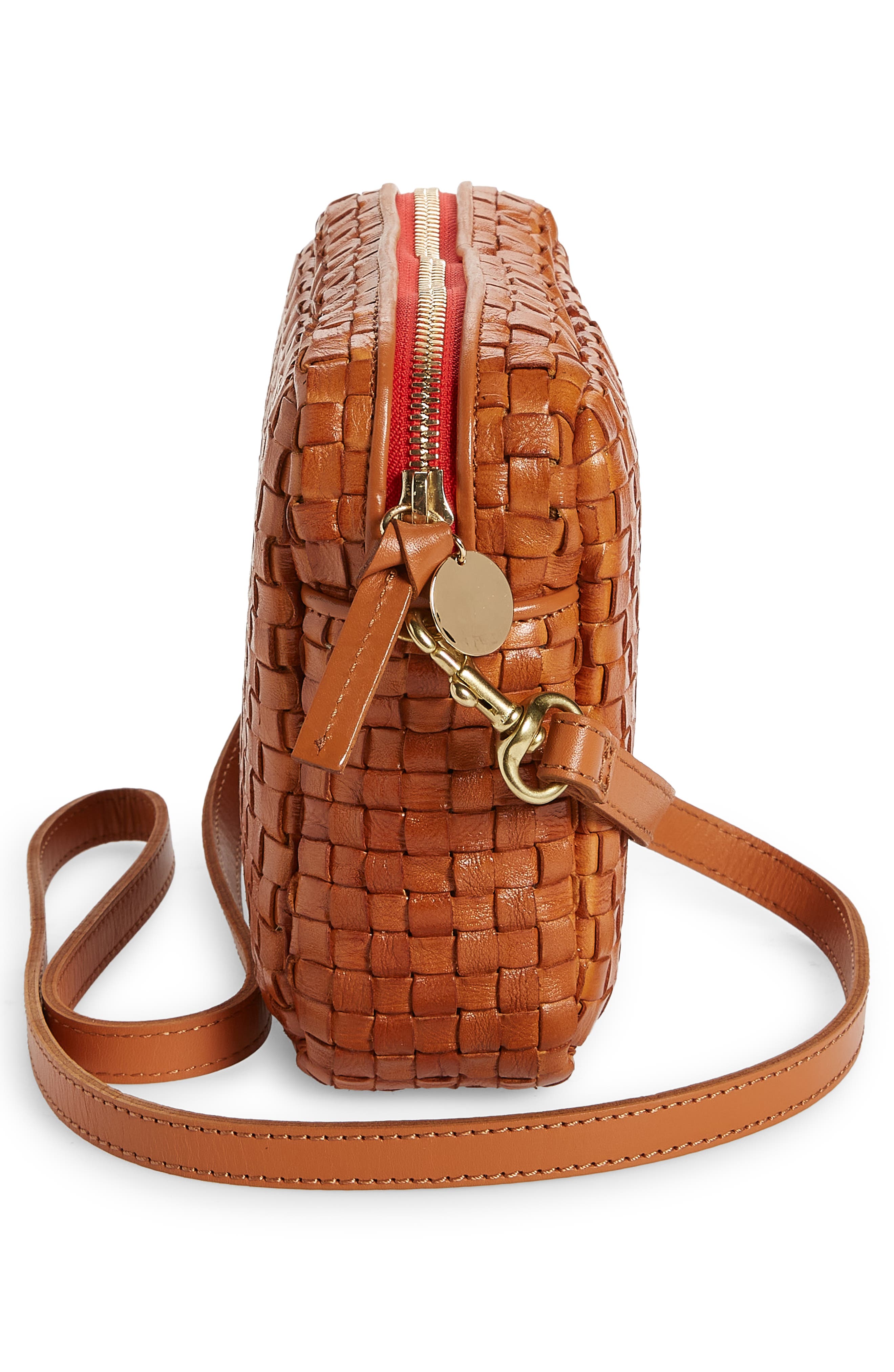 Clare V. Midi Sac Woven Leather Crossbody Bag, Alternate, color, 