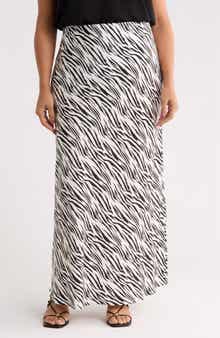 Renee C Zebra Print Satin Maxi Skirt