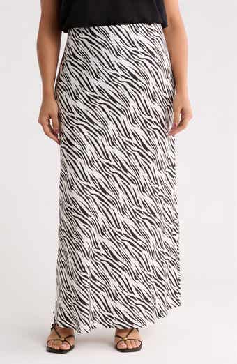 Zebra Print Satin Maxi Skirt