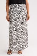Renee C Zebra Print Satin Maxi Skirt