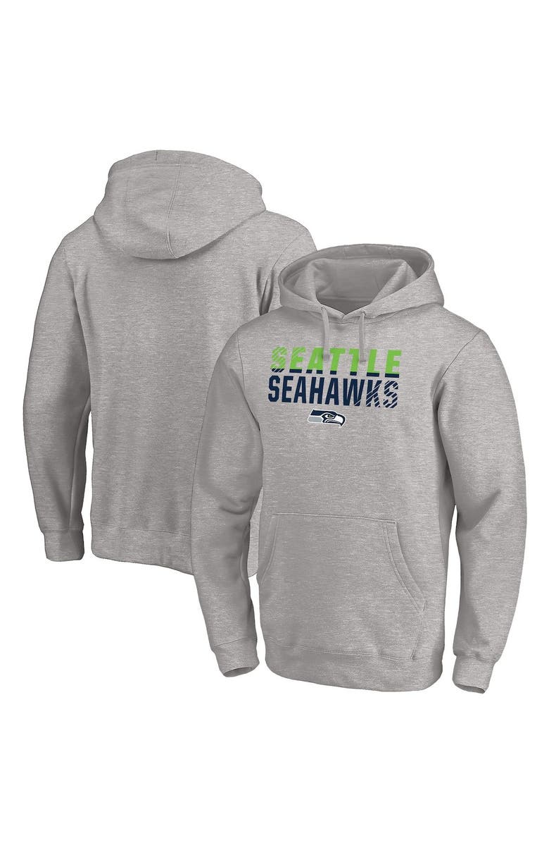 FANATICS Men's Fanatics Branded Heather Gray Seattle Seahawks Fade Out Fitted Pullover Hoodie, Alternate, color,