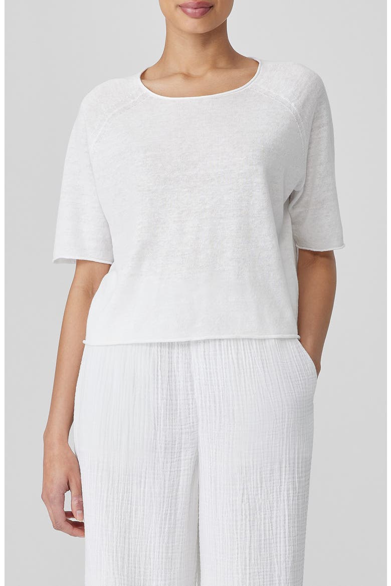 Rolled Edge Linen Blend Sweater, Main, color, WHITE