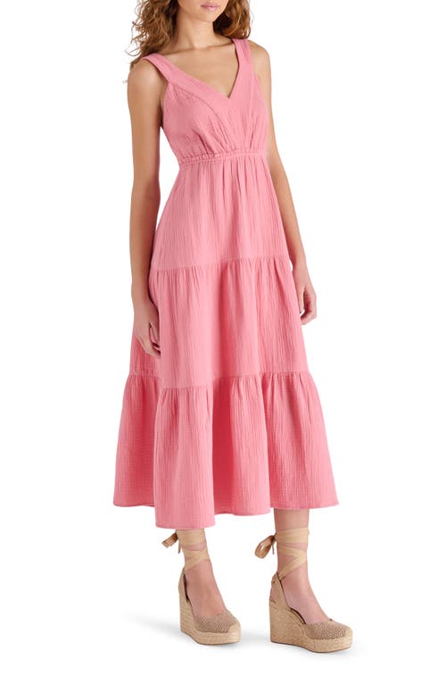 Steve Madden Amira Tiered Cotton Midi Dress In Mauve Glow