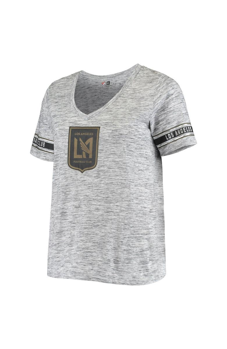 5TH AND OCEAN BY NEW ERA Women's 5th & Ocean by New Era Heathered Gray LAFC Plus Size Logo Space Dye V-Neck T-Shirt, Alternate, color,