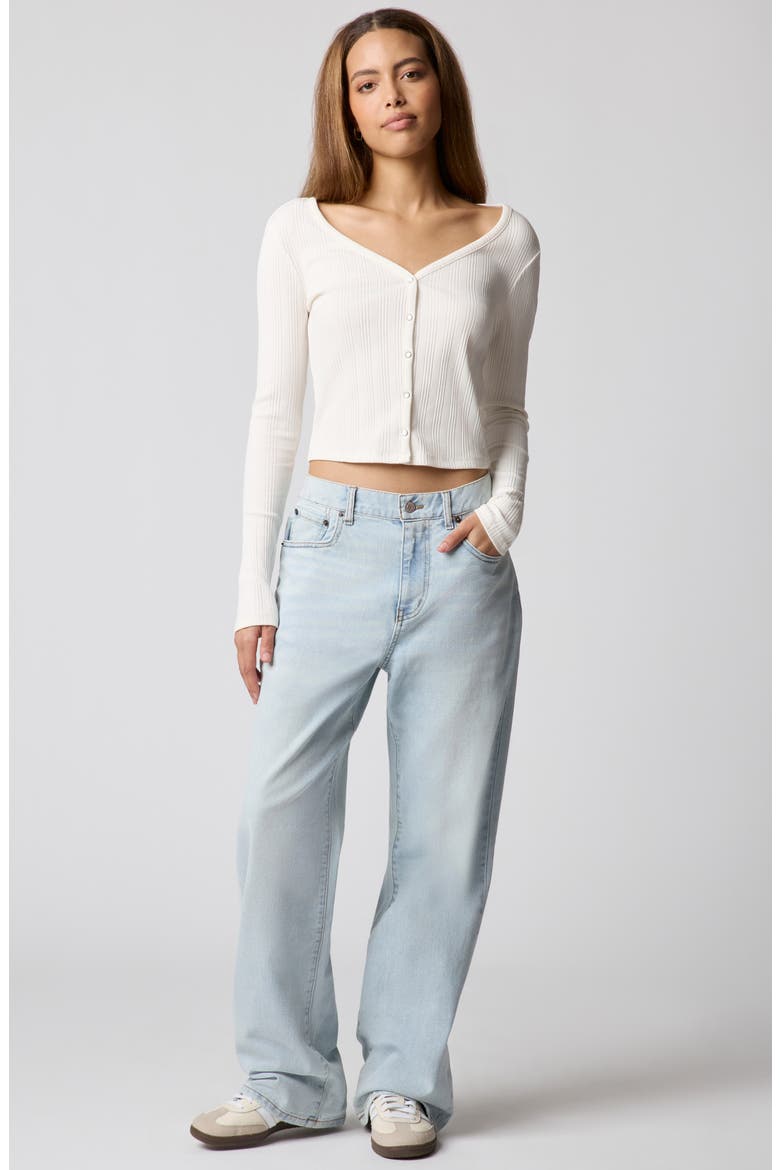 Ribbed Henley Cardigan, Alternate, color, JET STREAM