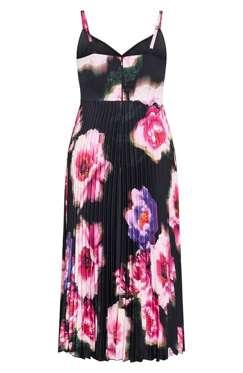 City Chic Ariana Floral Print Pleat Maxi Dress, Alternate, color, Pink Garden Gala