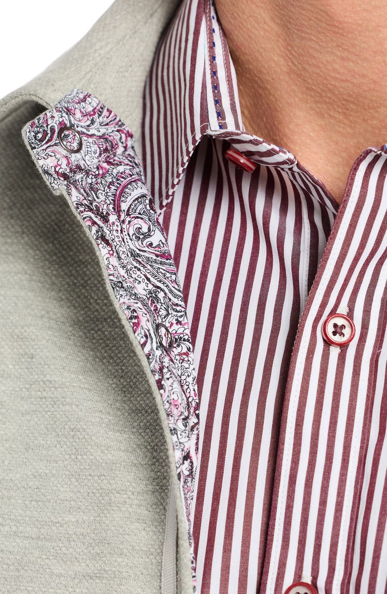 Robert Graham Kellan Knit Snap-Up Shirt Jacket, Alternate, color, Light Grey