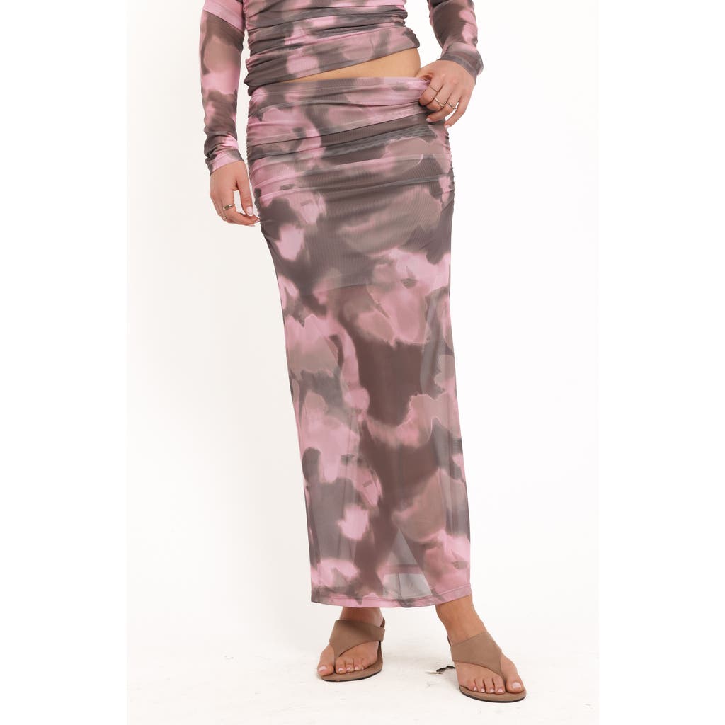 Petal And Pup Petal & Pup Caelira Abstract Print Mesh Maxi Skirt In Multi