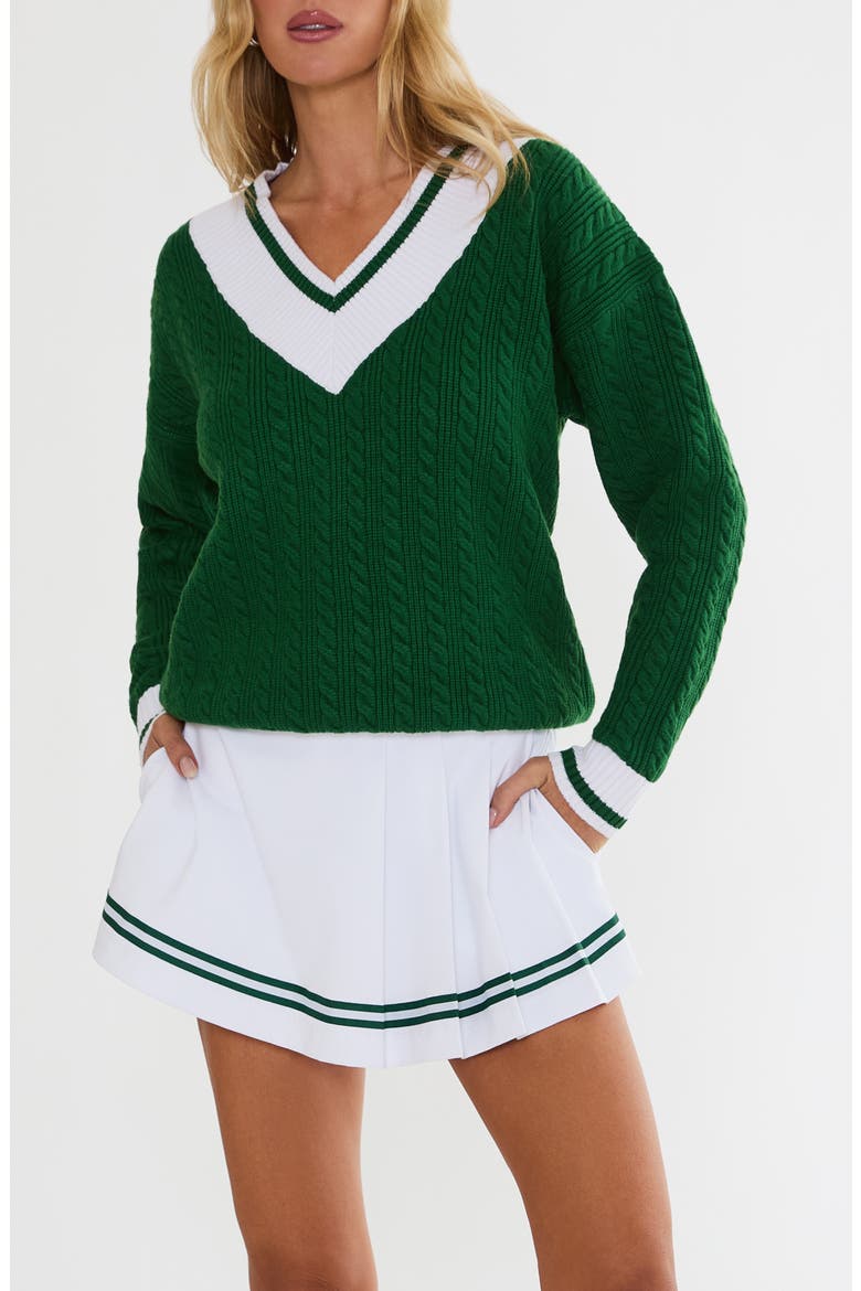 Montana Cable Stitch Sweater, Main, color, PUTTING GREEN