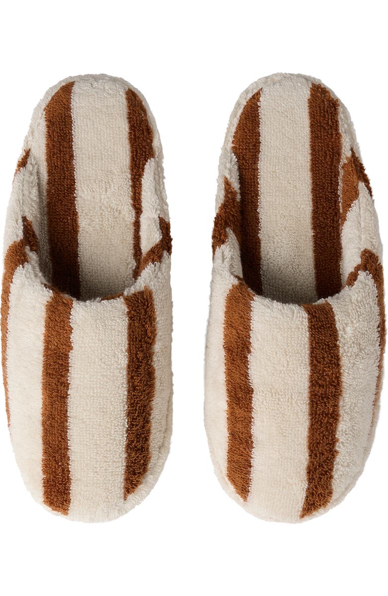 Parachute Stripe Scuff Slipper, Alternate, color, Bone And Tobacco