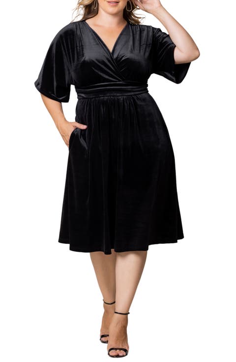 Angelic Velvet Cocktail Dress (Plus)