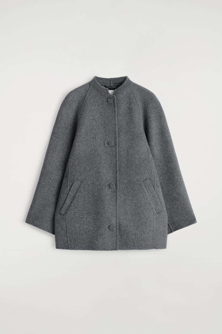 Rounded Double-Faced Wool Jacket, Alternate, color, GRAY MÉLANGE