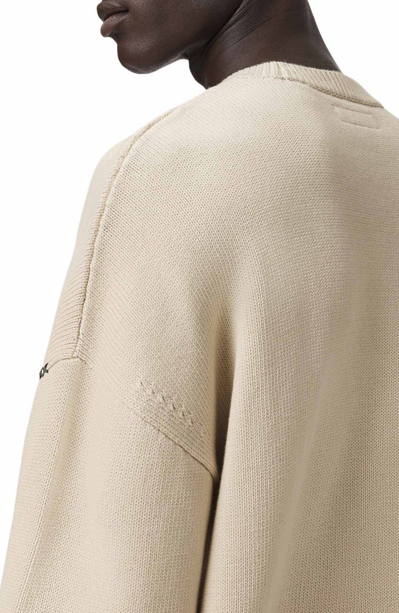 AllSaints Crossed Logo Intarsia Crewneck Sweater, Alternate, color, Ecru White
