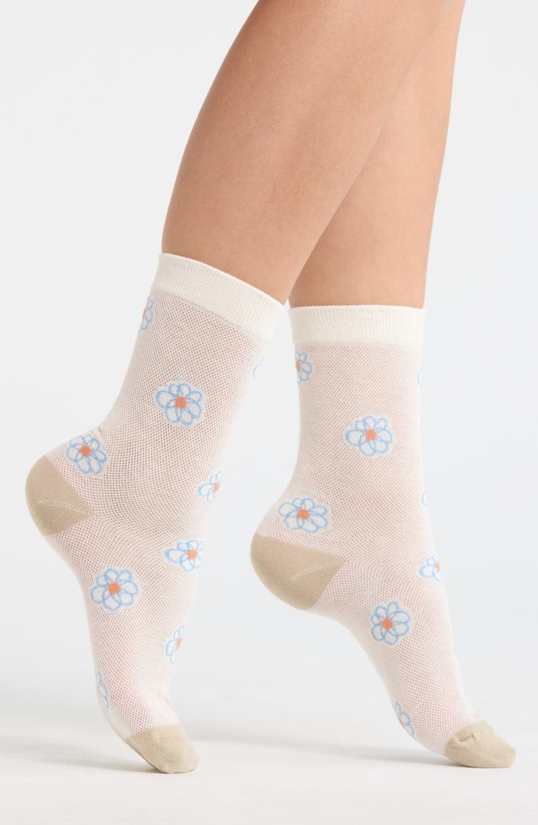 Casa Clara Camilla Floral Mesh Crewsocks, Main, color, Floral
