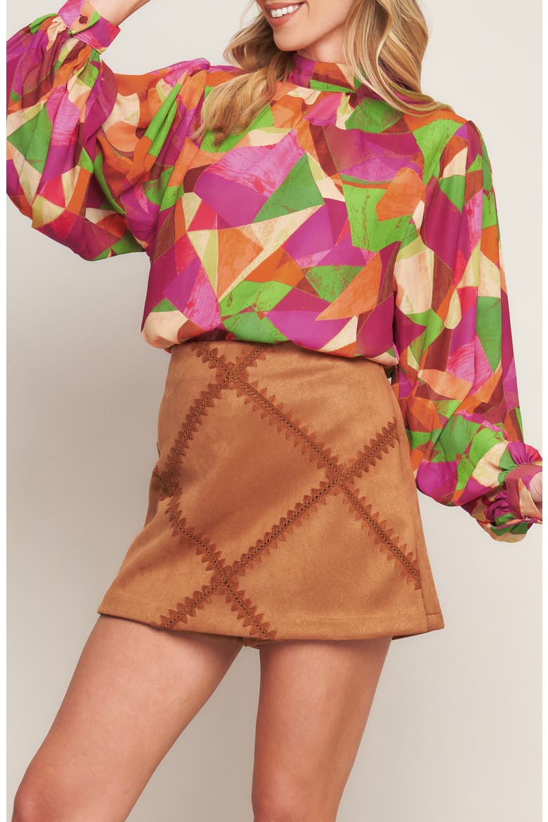Long Sleeve Woven Top, Alternate, color, MAGENTA GREEN