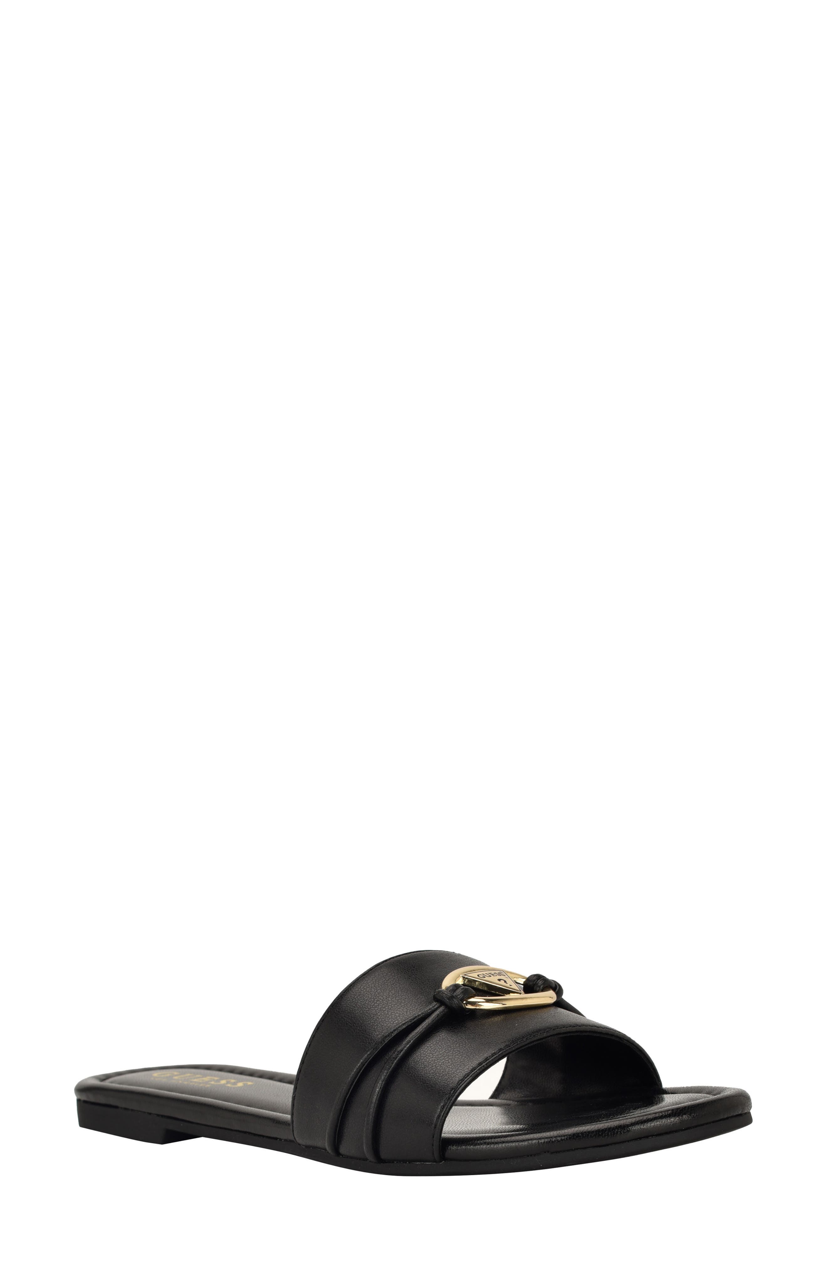 GUESS <p>Flynzy Faux Leather Slide Sandal (Women)</p>