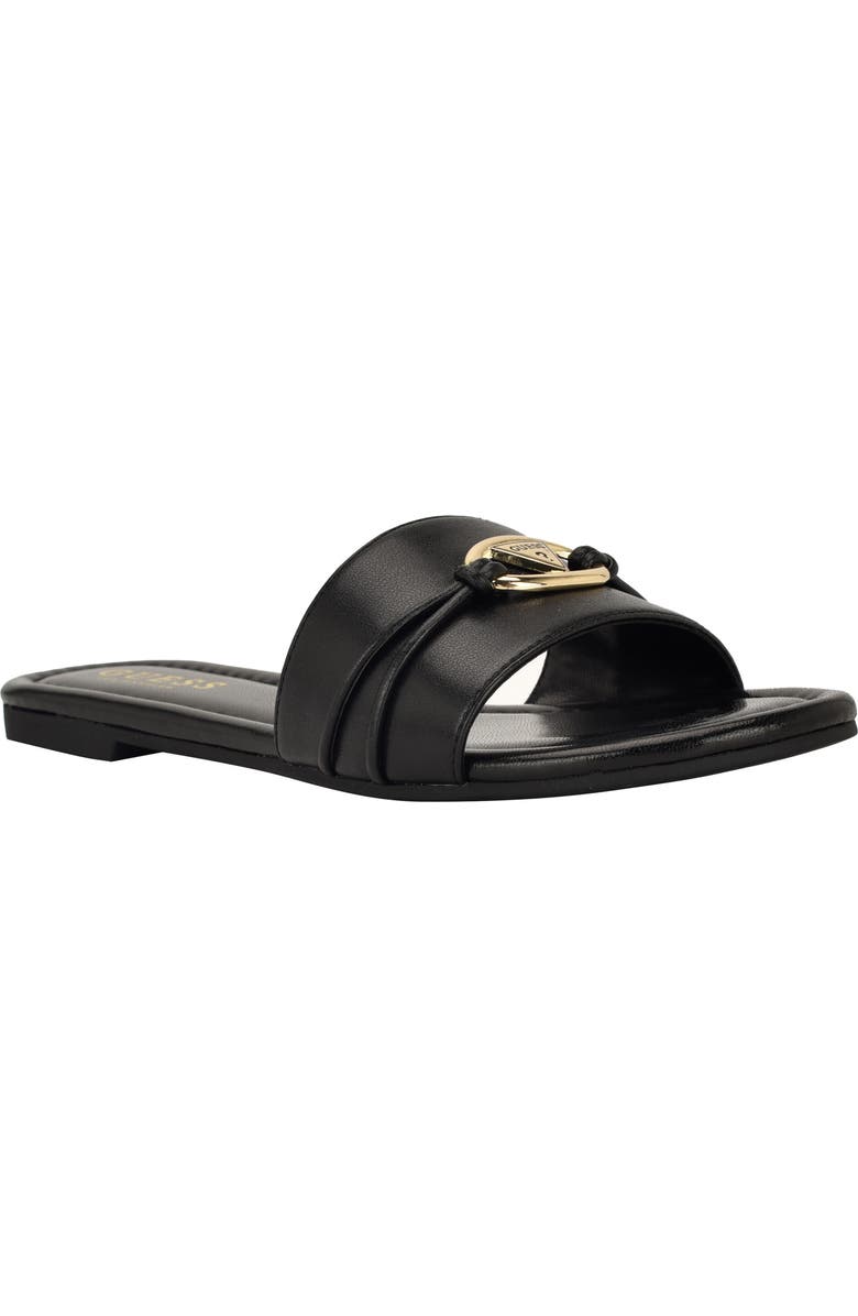 GUESS <p>Flynzy Faux Leather Slide Sandal (Women)</p>, Main, color, Black