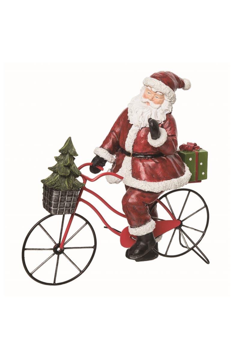 Transpac Resin Christmas Character on Bike Figurine Set of Two Decorations, Alternate, color, 