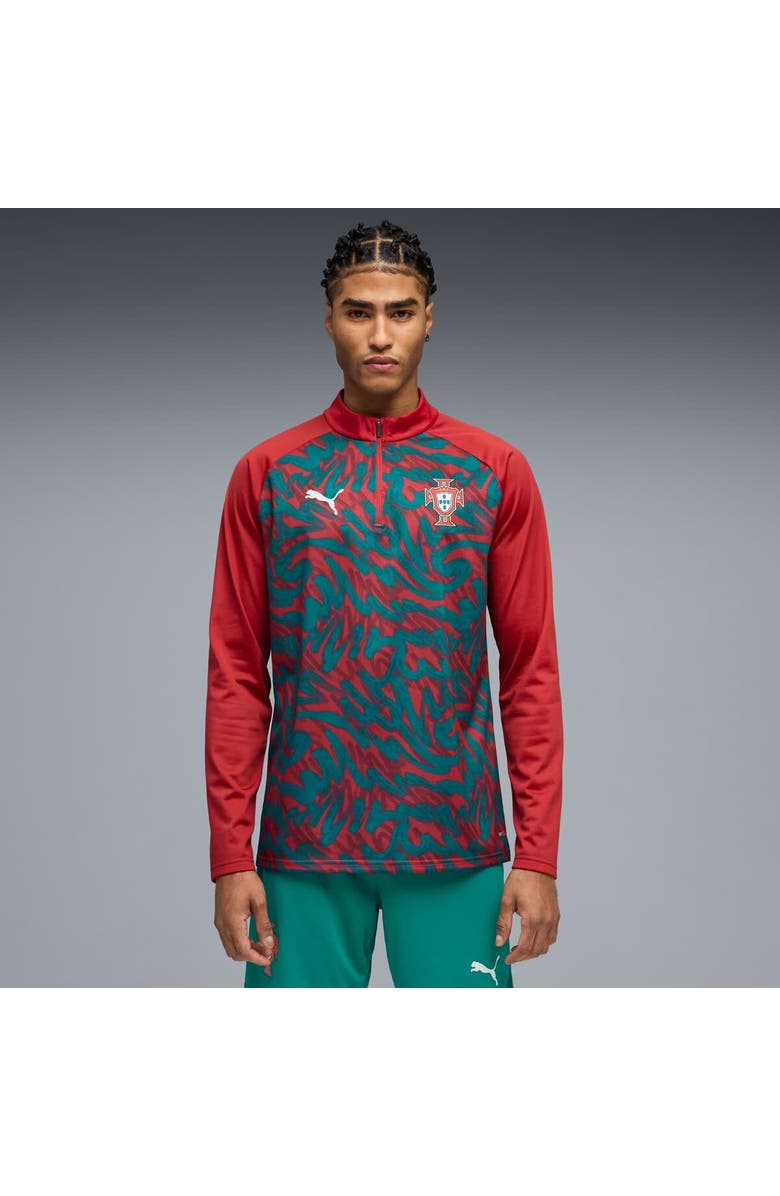 PUMA Men's Puma Red Portugal National Team Pre-Match Quarter-Zip Top, Main, color, Red