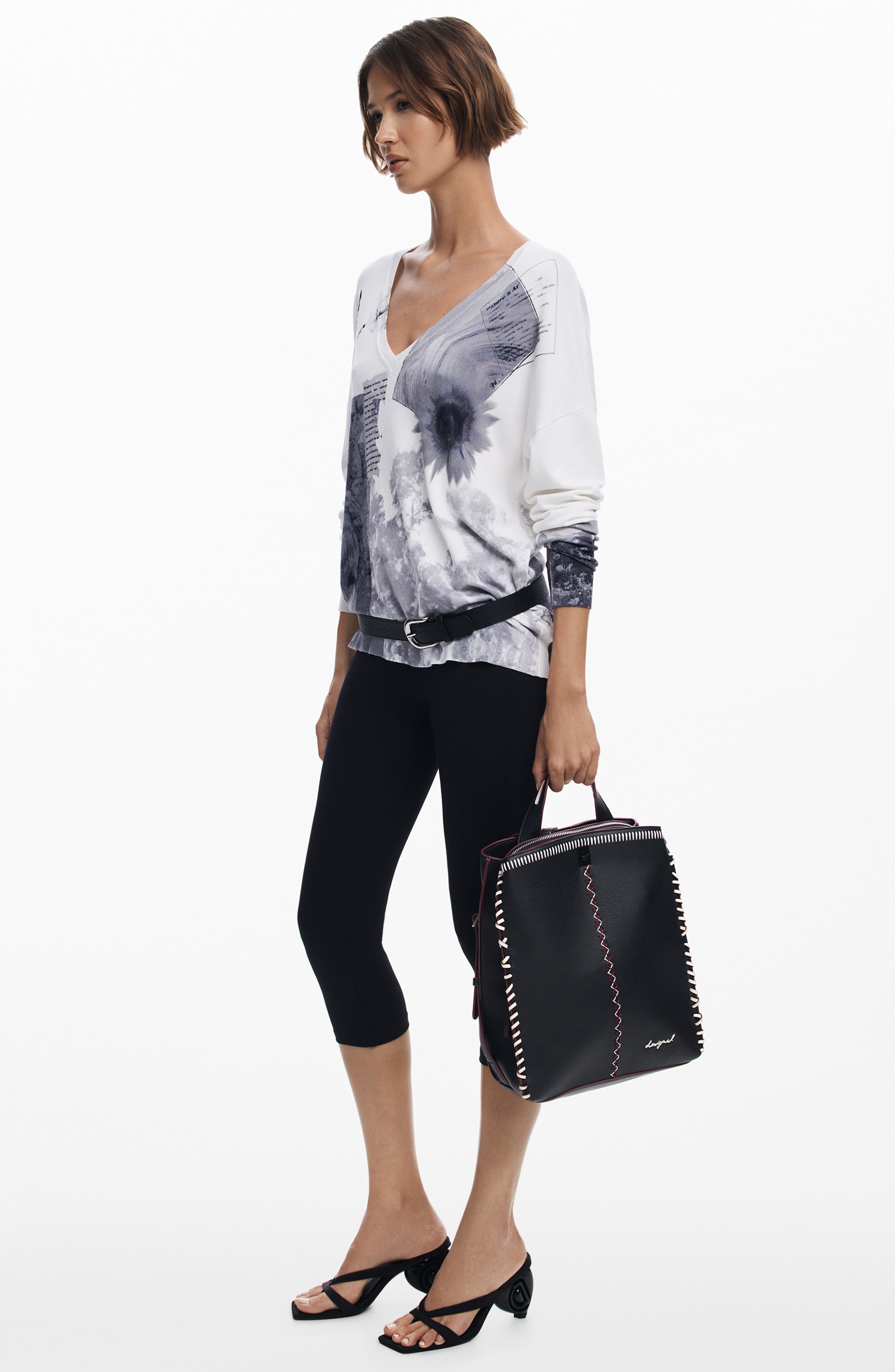 Desigual Whipstitch Detail Faux Leather Backpack, Alternate, color, 