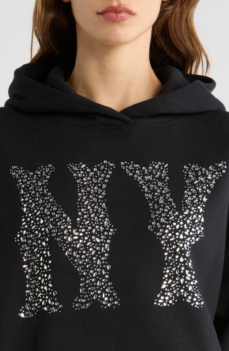 PacSun NY Rhinestone Cotton Blend Hoodie, Alternate, color, Black