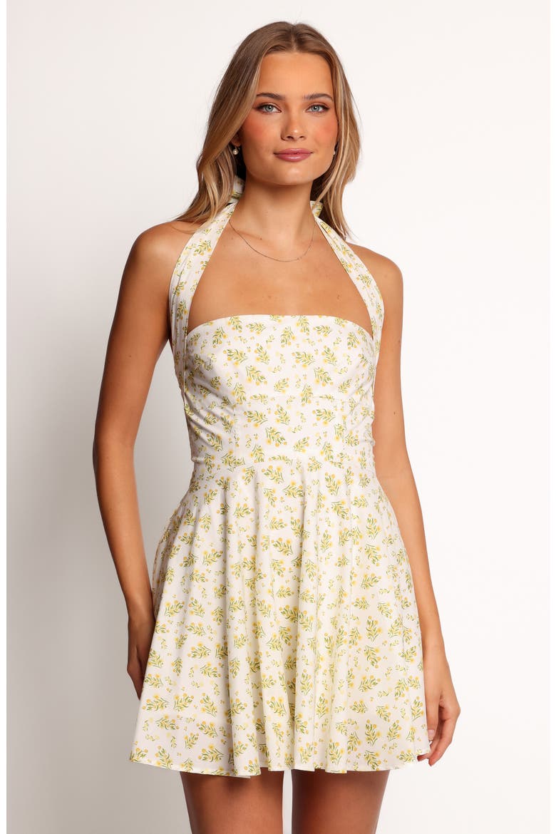 Thornton Floral Cotton Fit & Flare Halter Minidress, Alternate, color, YELLOW FLORAL