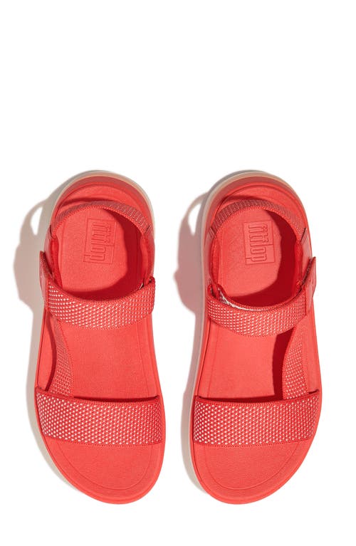 Fitflop Women's Surff Two-tone Webbing Or Leather Back-strap Sandals In Rosy Coral
