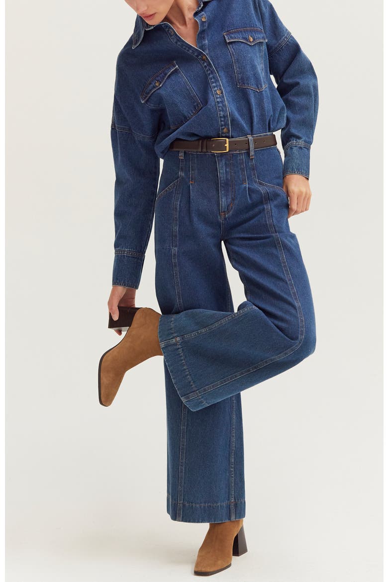 Denim Button Up Shirt, Alternate, color, Denim Blue