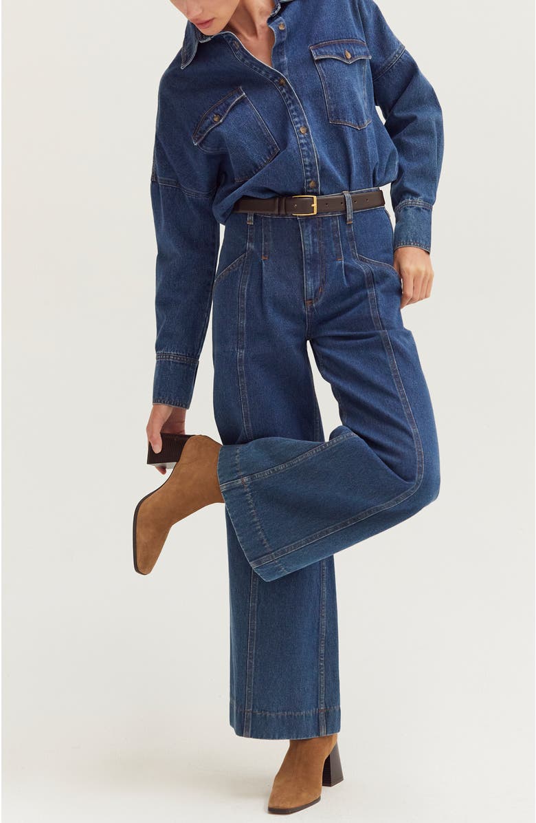 CRESCENT Denim Button Up Shirt, Alternate, color, Denim Blue