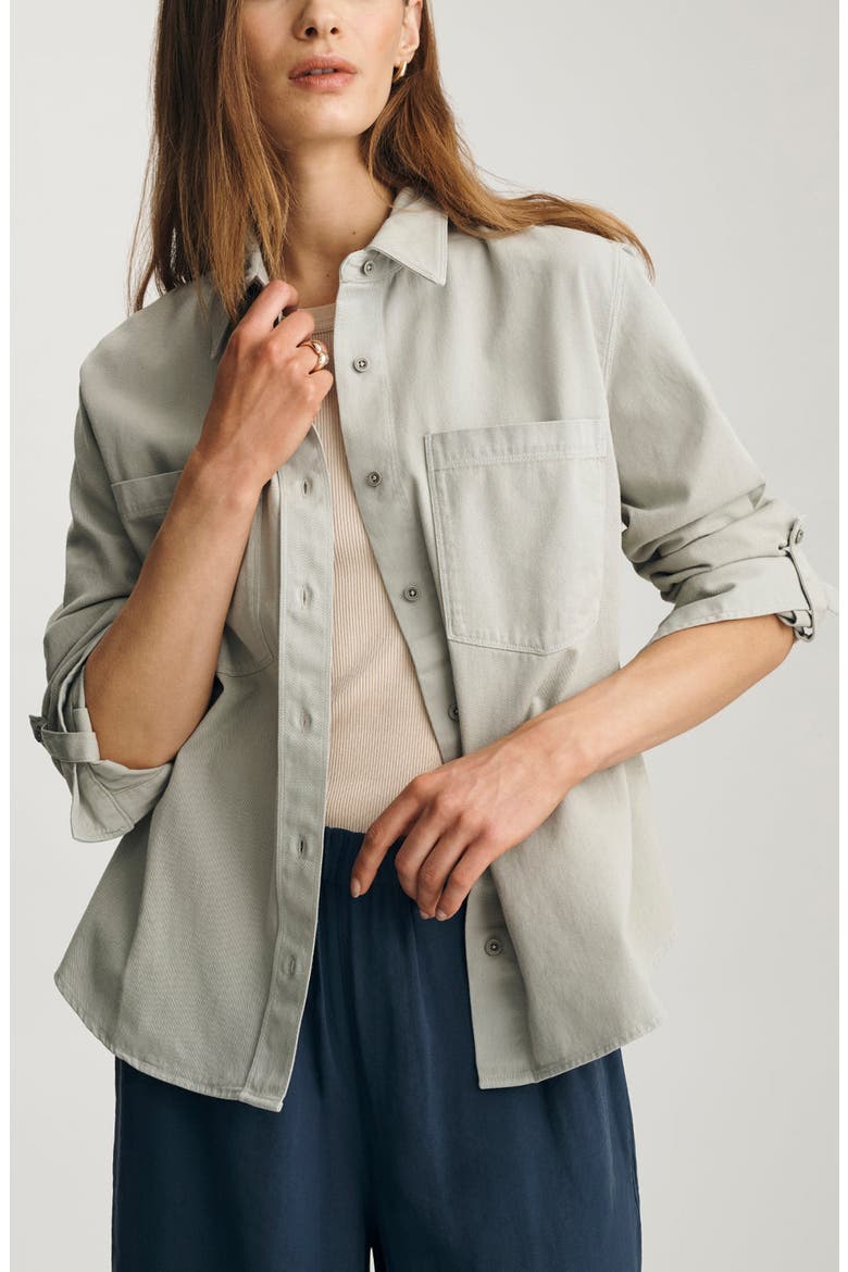 Relaxed Fit Cotton Button-Up Shirt, Main, color, SEAGRASS