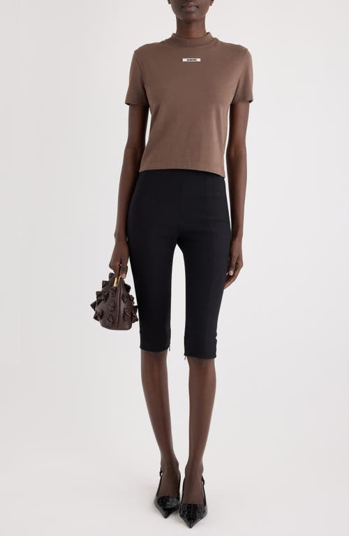 Jacquemus Crew Neck Box Cut Short Sleeve Top In Burgundy