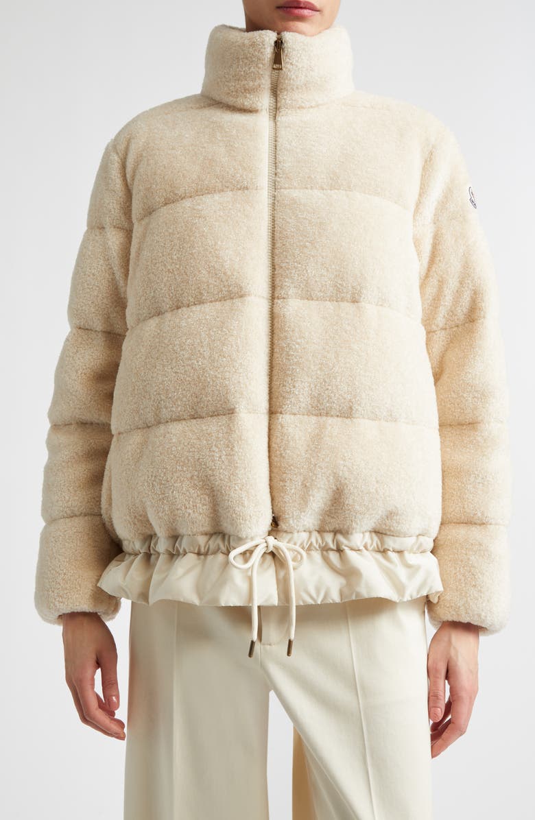 Moncler Cedre Teddy Down Jacket, Main, color, Beige