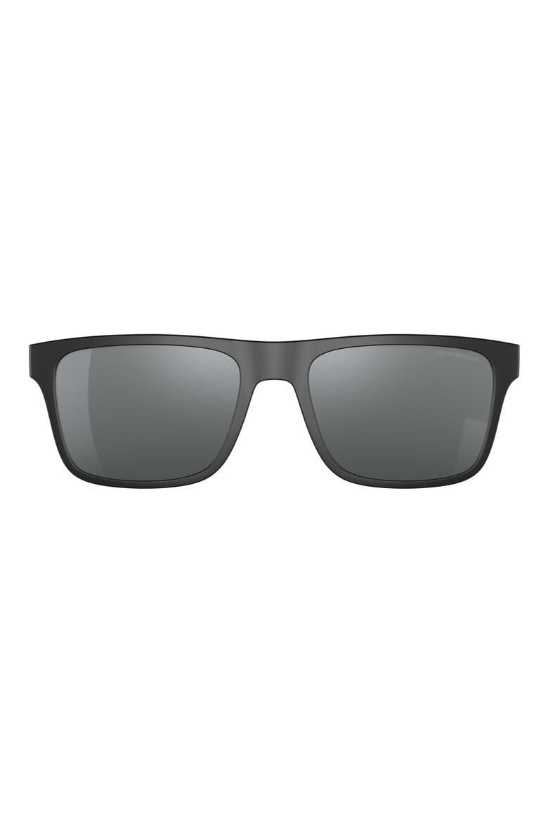 54mm Rectangular Sunglasses, Main, color, BLACK / GREY MIRROR BLACK