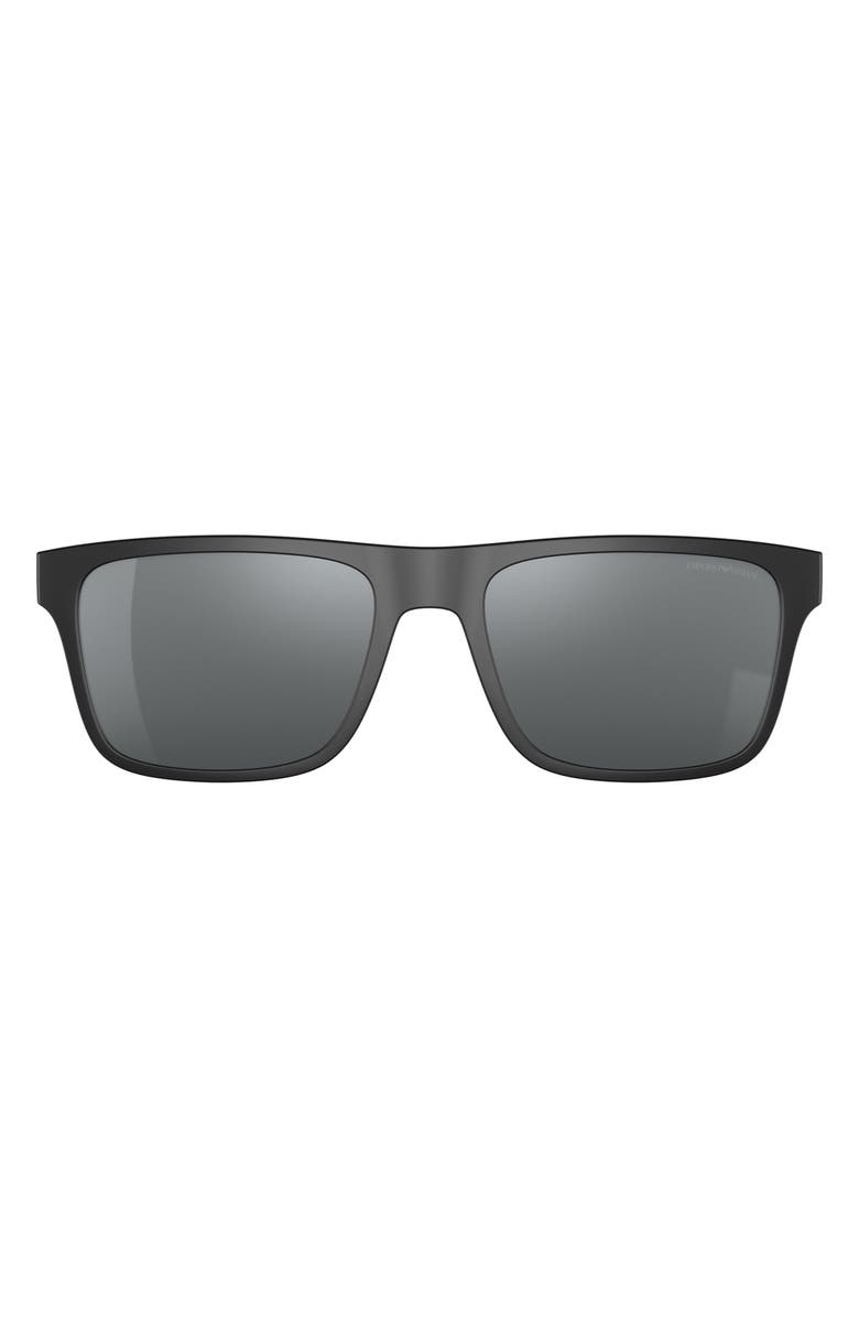 Emporio Armani 54mm Rectangular Sunglasses, Main, color, Black / Grey Mirror Black
